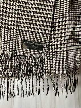 Softer Than Cashmere? Black & White Houndstooth Fringe Scarf